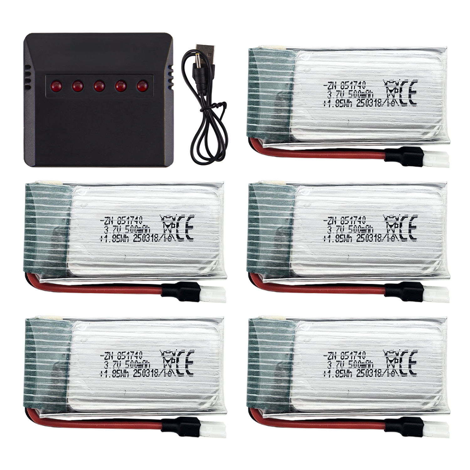 5Pcs 3.7V 500mAh LiPo Batterie - Drone Power Bank บทวิจารณ์และราคา