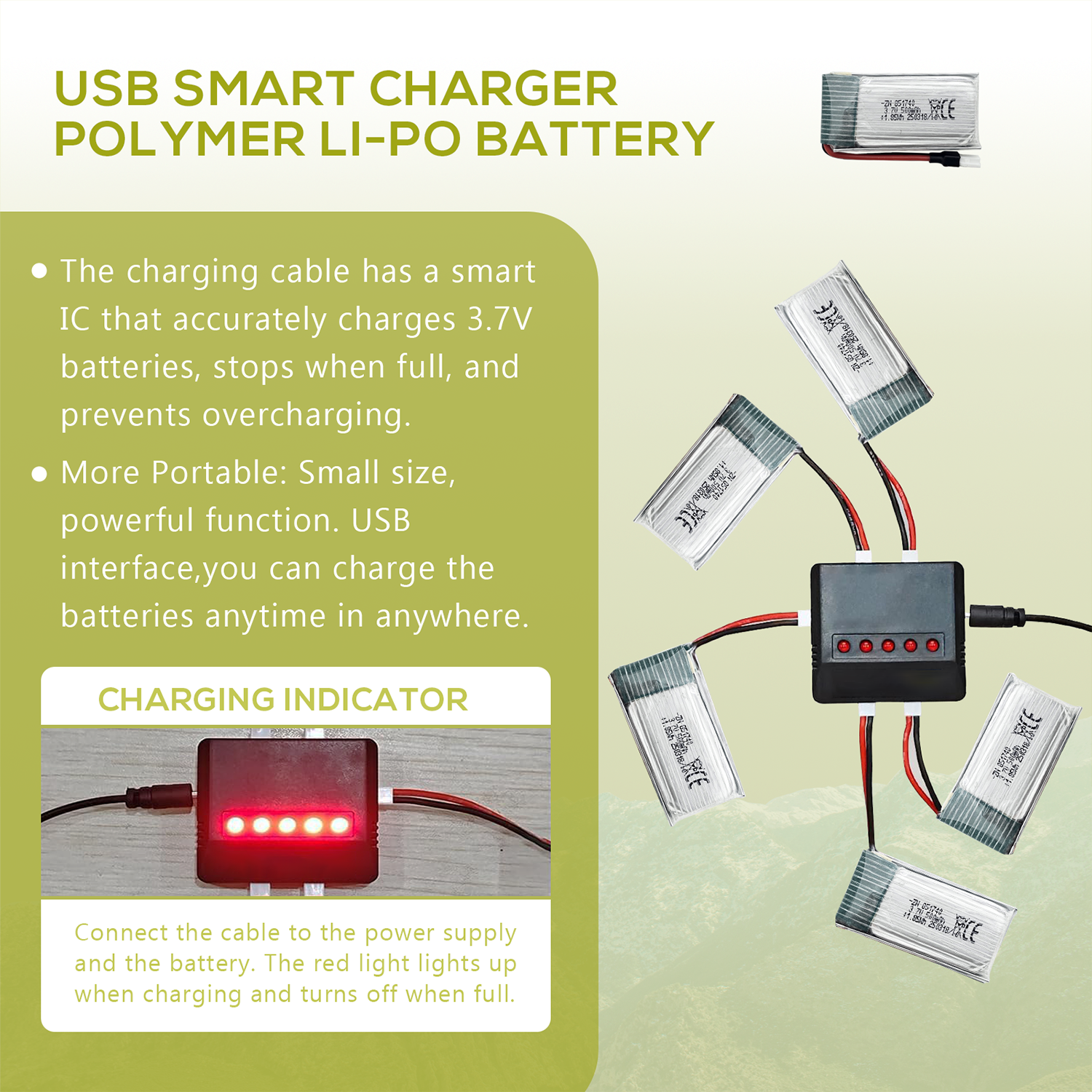 5Pcs 3.7V 500mAh LiPo Batterie - Drone Power Bank บทวิจารณ์และราคา